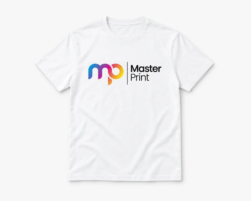T-shirt blanc imprimé en DTF du logo Master Print