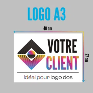 Transfert DTF format A3 prêt à poser - Idéal pour logo dos (40 x 27 cm)